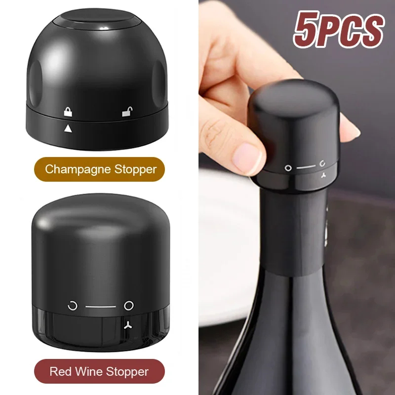 Wine Stopper Vacuum - 1-5 adet vakumlu sızdırmaz şarap şişesi