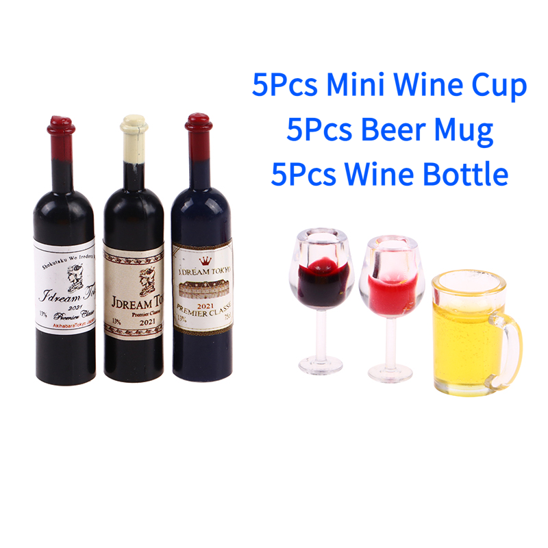 Wine Y Beer - 5 adet 1:12 Dollhouse Minyatür Şarap