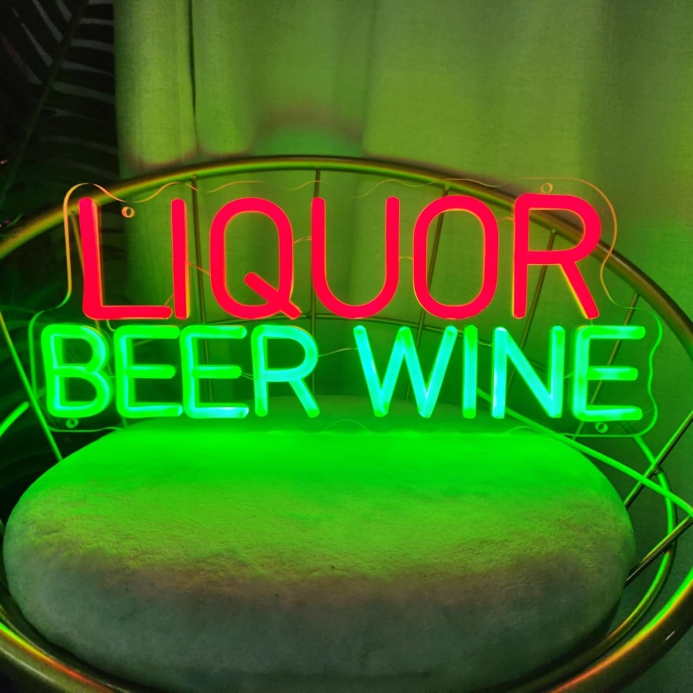 Wine Beer Whiskey Year - Likör Bira Şarap LED Neon Tabela