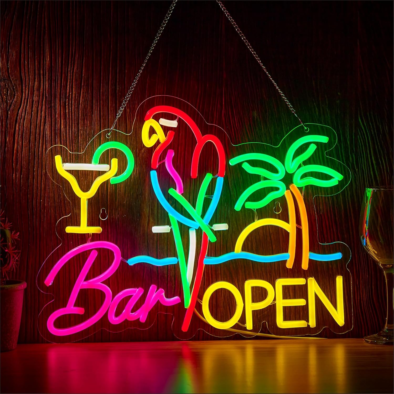 Beer & Wine Downtown - Bar Açık Neon Tabela İşletme Sanatı