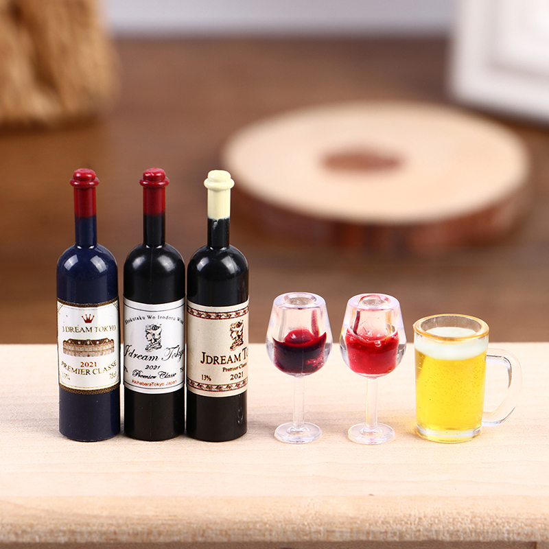 Wine Y Beer - 5 adet Dollhouse Minyatür Şarap Bardağı