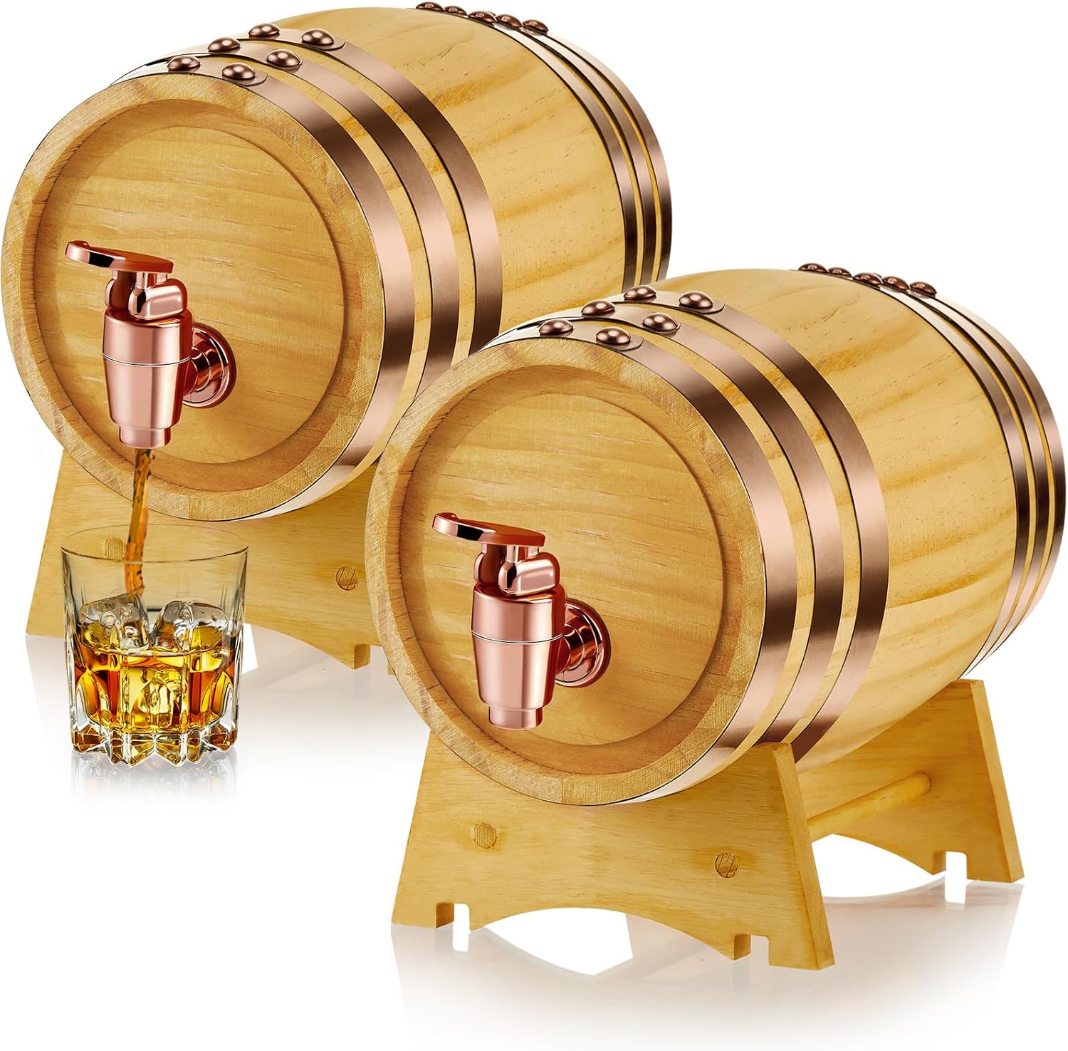 Wine Beer Tequila - 2'li Paket 2 Litrelik Ahşap Fıçı