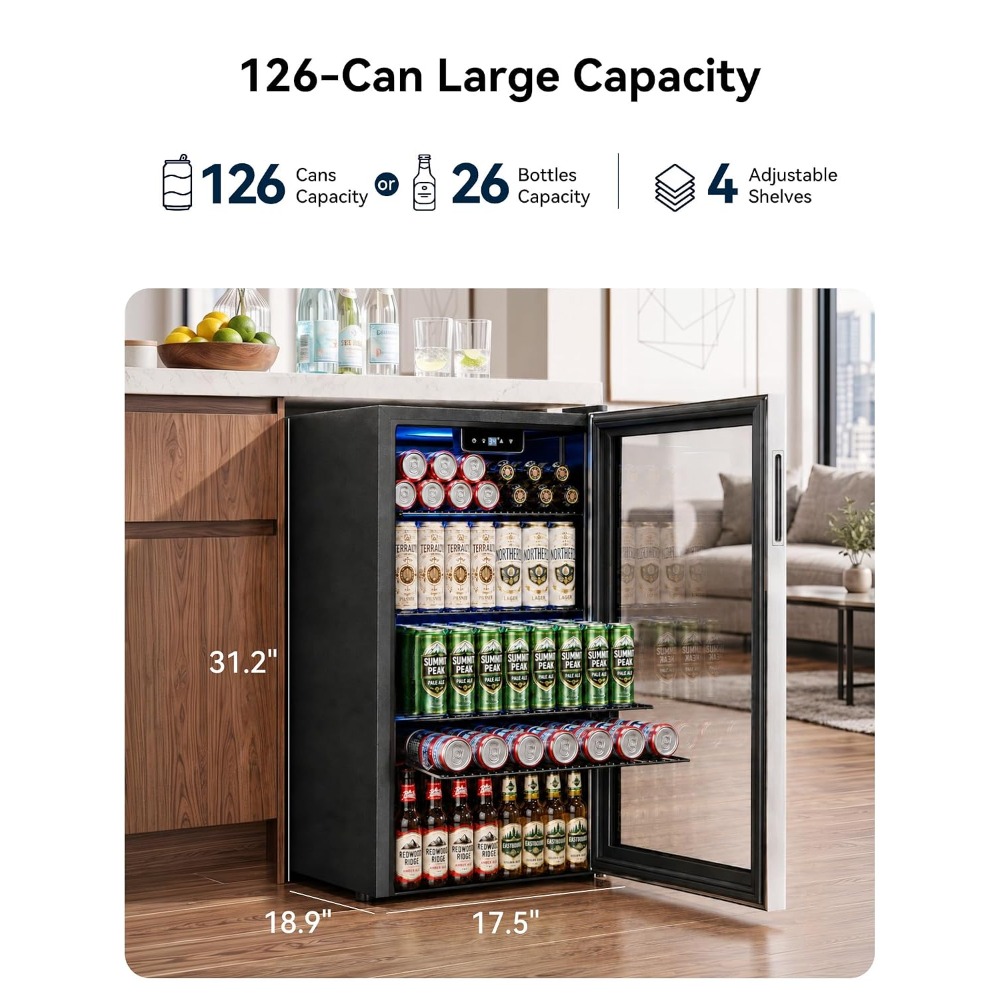 Wine Beer Fridge Small - 126 Kutu Mini İçecek Buzdolabı, İçecekler,