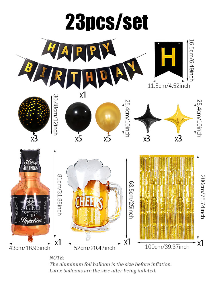 23 adet/takım Mutlu Doğum Günü - Wine Beer Whiskey Year incelemesi ve fiyatı