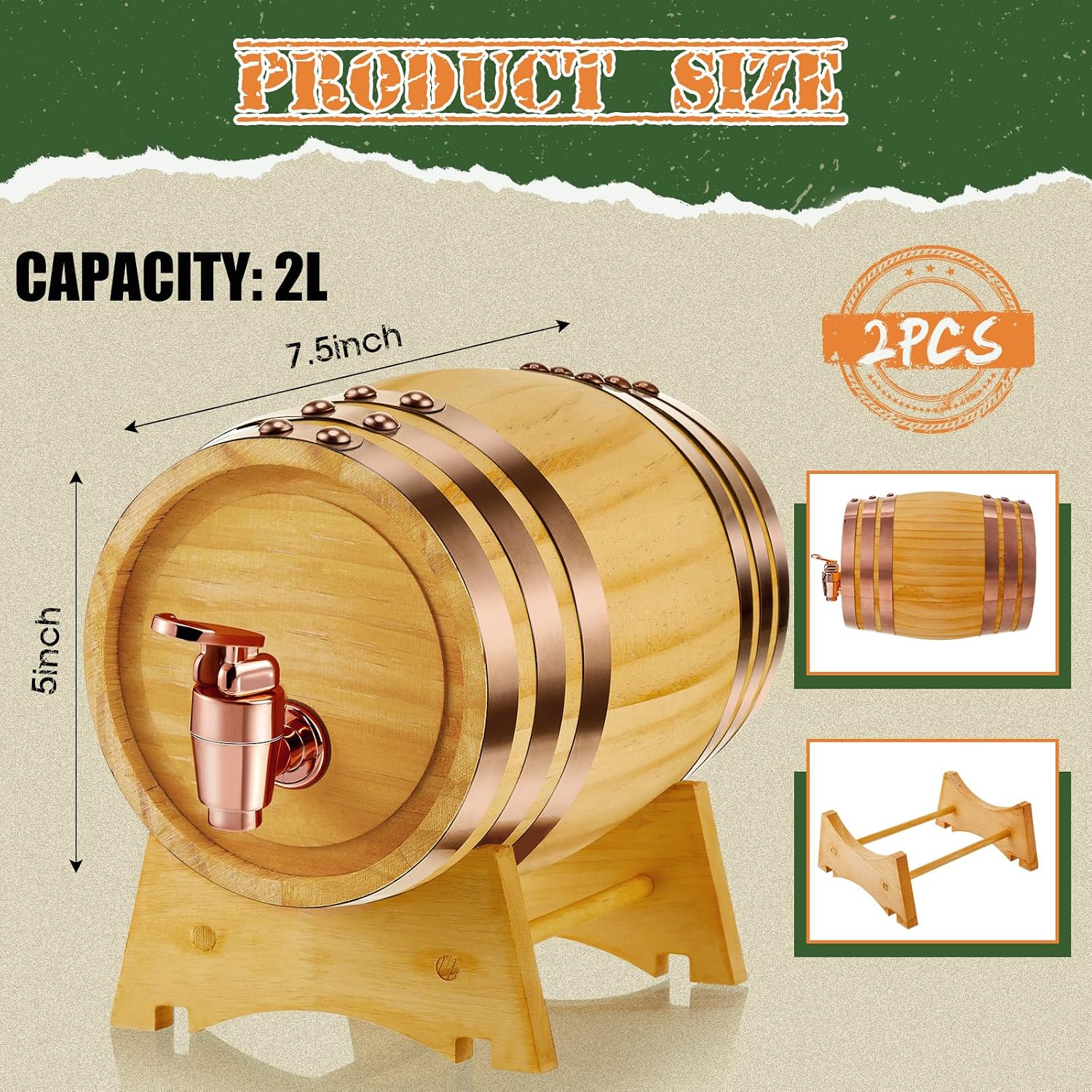 2'li Paket 2 Litrelik Ahşap Fı - Wine Beer Tequila incelemesi ve fiyatı